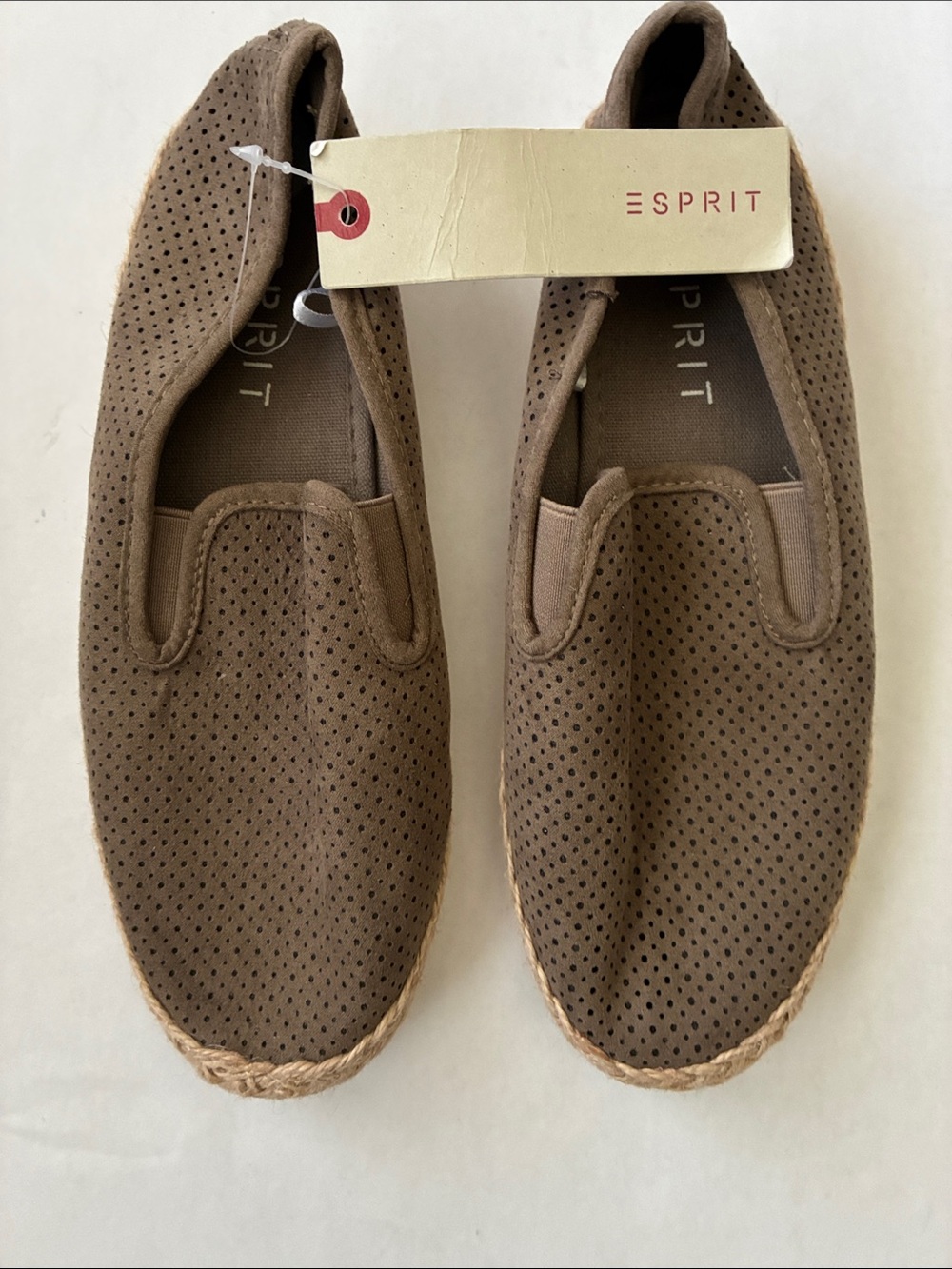 Esprit women’s Perforated Taupe Slip-On Espadrilles